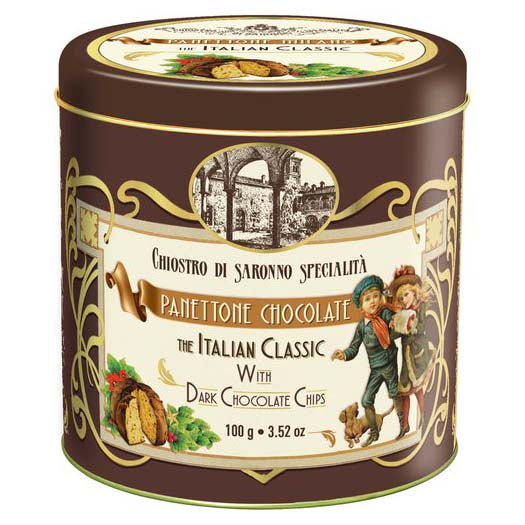 Chiostro - Mini Chocolate Chip Panettone Vintage Memory Metal Tin, 100g (3.53oz)