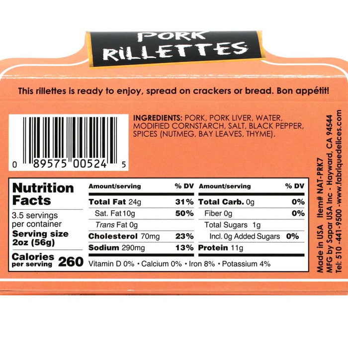 Fabrique Delices - All Natural Pork Rillettes (Shredded Meat), 7oz (198.5g) (3-PACK)
