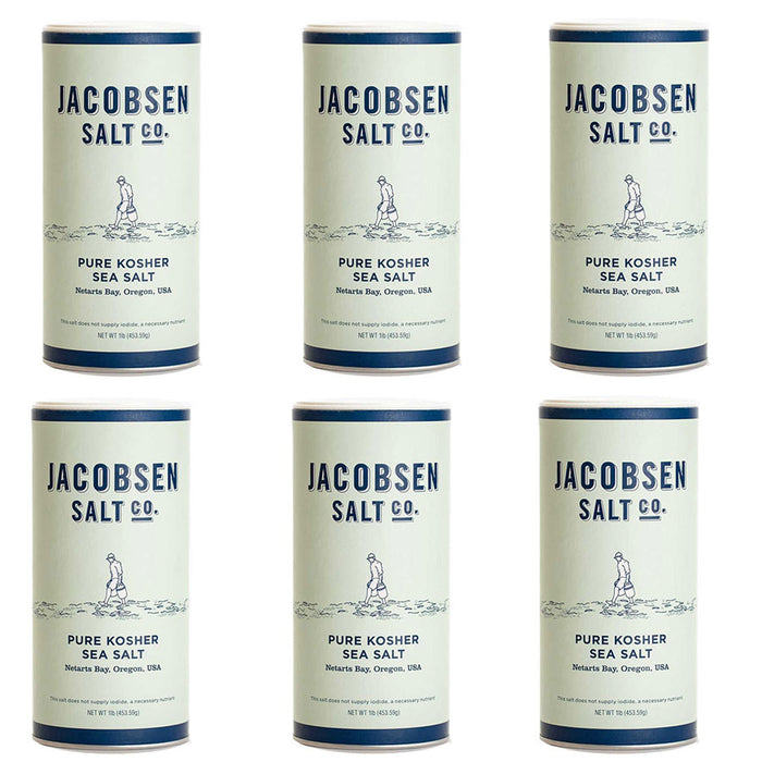 Jacobsen - Oregon Pure Kosher Sea Salt, 1lb | Pack of 6 Tubes