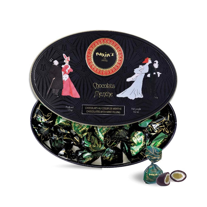 Maxim's Paris - Bonbons à la Menthe Enrobés de Chocolat Noir, Boîte Cadeau (175g)