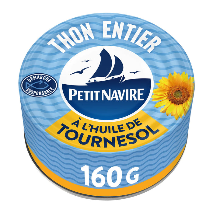 Petit Navire - Whole Tuna with Sunflower Oil, 160g (5.6oz)