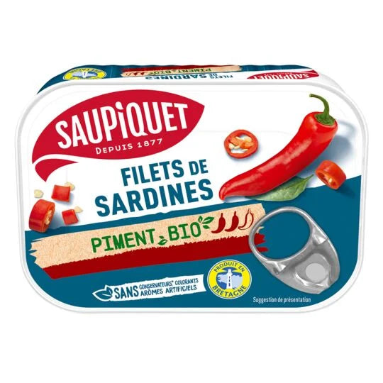 Saupiquet - Sardine Fillets with Organic Chili Pepper, 70g (2.4oz)