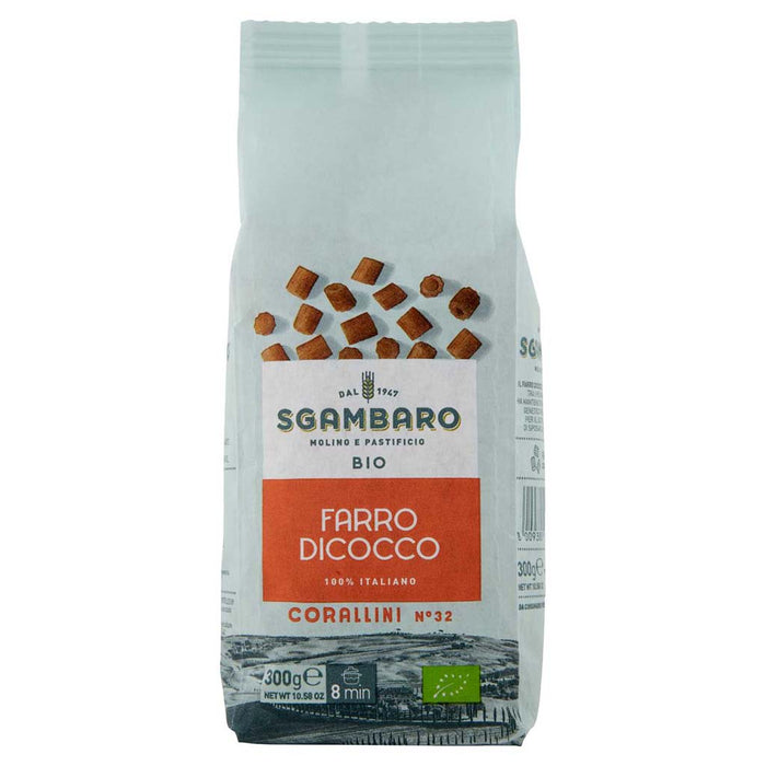 Sgambaro Organic Emmer “Farro Dicoccum” Corallini Pasta, 10.5oz (300g)