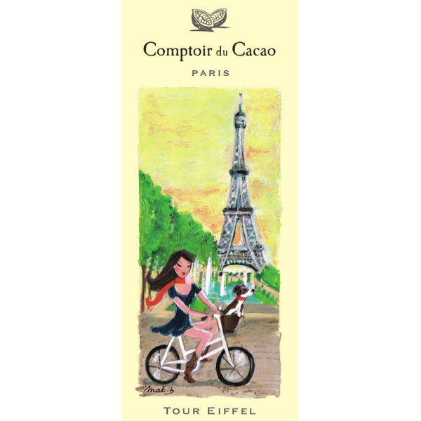 Comptoir du Cacao - 72% Dark Chocolate Bar, Tour Eiffel Bicycle, 2.8oz (80g) - myPanier