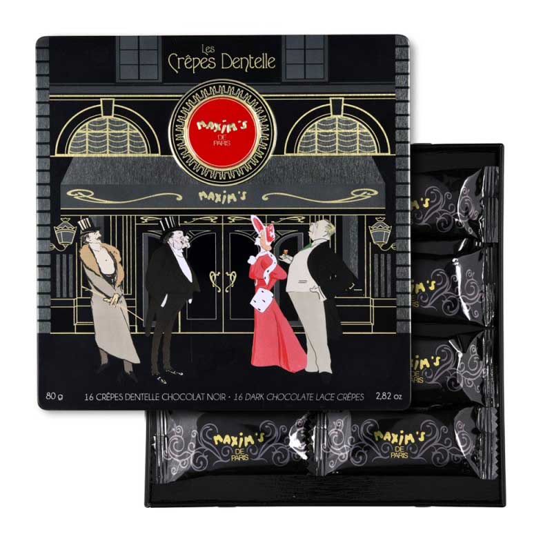 Maxim's Paris - Dark Chocolate Lace Crepes, 80g (2.8oz) Tin - myPanier