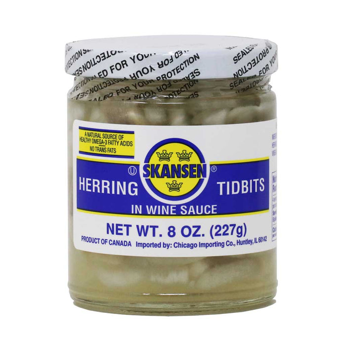 Skansen - Herring Tidbits in Wine Sauce, 8oz Jar - myPanier